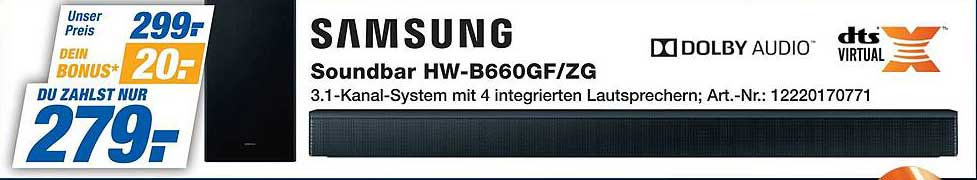Samsung Soundbar HW-B660GF/ZG 3.1-Kanal-System mit 4 integrierten Lautsprechern