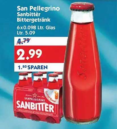 San Pellegrino Sanbitter Bittergetränk 6 x 0,098 L.