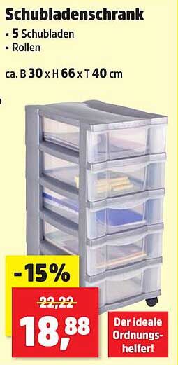 Schubladenschrank 5 Schubladen mit Rollen