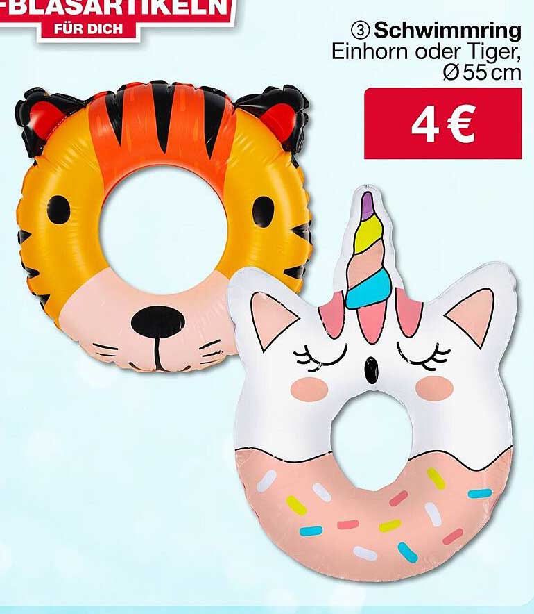 Schwimmring Einhorn oder Tiger, Ø 55 cm