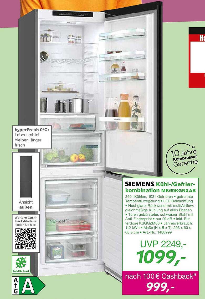 SIEMENS Kühl-/Gefrierkombination MK69KGNXAB