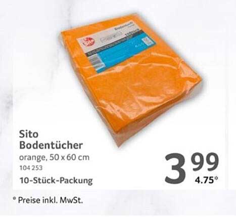 Sito Bodentücher orange, 10-Stück-Packung
