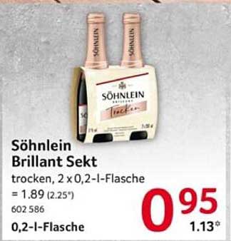 Söhnlein Brillant Sekt trocken, 2 x 0,2-l-Flasche