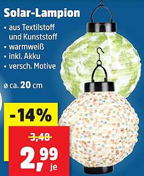 Solar-Lampion - aus Textilstoff und Kunststoff, warmweiß, inkl. Akku, verschiedene Motive
