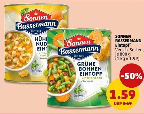 SONNEN BASSERMANN Eintopf* Versch. Sorten, je 800 g (1 kg = 1,99)
