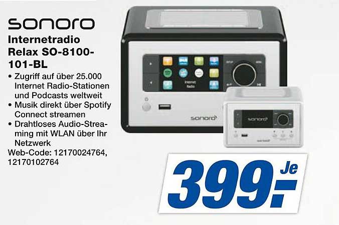 Sonoro Internetradio Relax SO-8100-101-BL