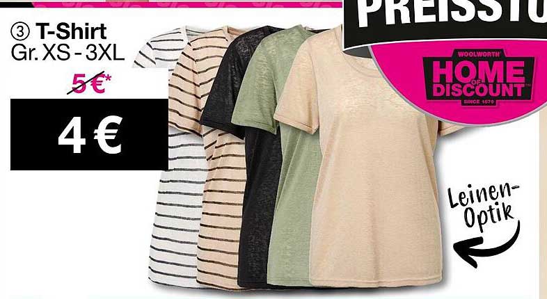T-Shirt in Leinen-Optik (Gr. XS-3XL)