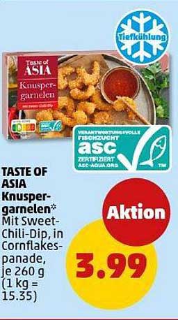 TASTE OF ASIA Knuspergarnelen mit Sweet-Chili-Dip, in Cornflakes-Panade, je 260 g