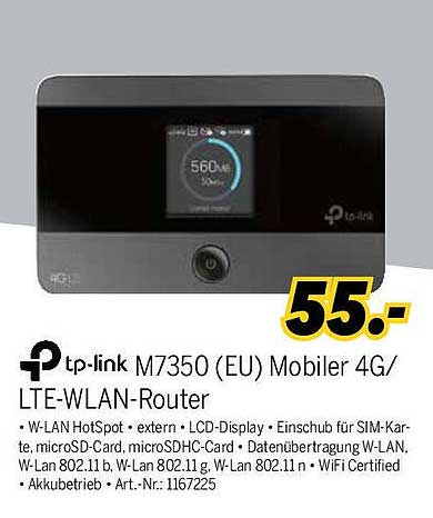 tp-link M7350 (EU) Mobiler 4G/LTE-WLAN-Router