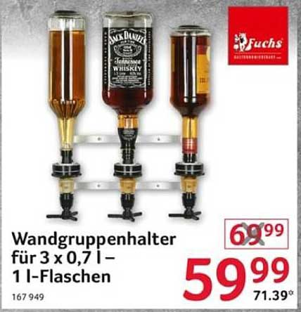 Wandgruppenhalter für 3 x 0,7 l – 1 l-Flaschen
