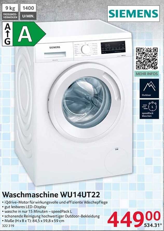 Waschmaschine WU14UT22 von Siemens - Effizienz trifft Design