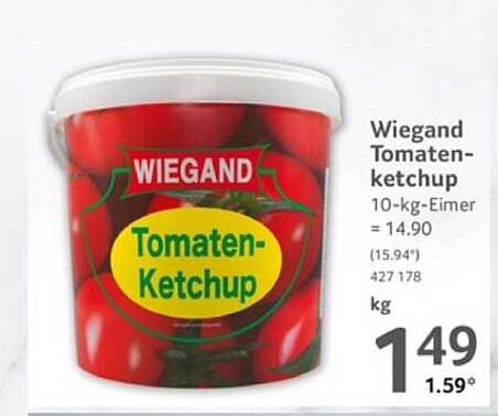 Wiegand Tomatenketchup 10-kg-Eimer