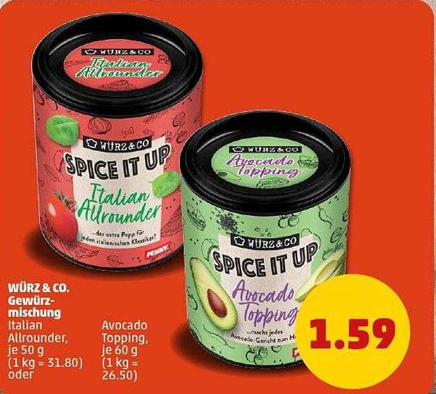 WÜRZ & CO. Gewürzmischung Italian Allrounder oder Avocado Topping