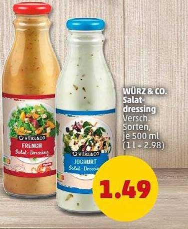 WÜRZ & CO. Salat-Dressing, verschiedene Sorten, je 500 ml