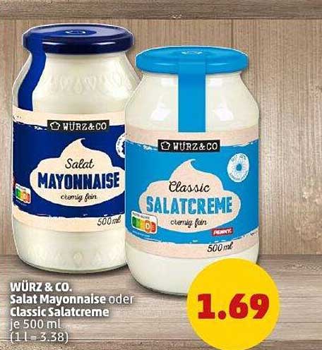 WÜRZ & CO. Salat Mayonnaise oder Classic Salatcreme je 500 ml
