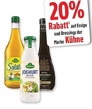 20% Rabatt auf Essige und Dressings der Marke Kühne
