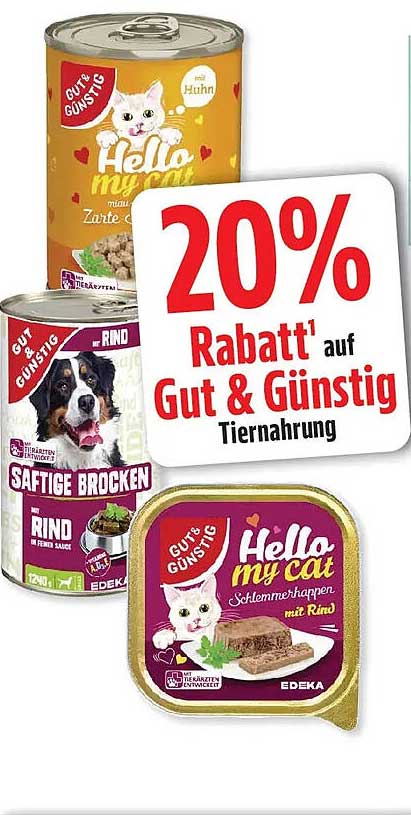 20% Rabatt auf Gut & Günstig Tiernahrung