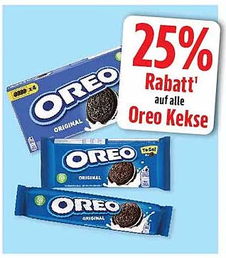 25% Rabatt¹ auf alle Oreo Kekse