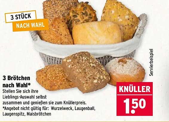 3 Brötchen nach Wahl*