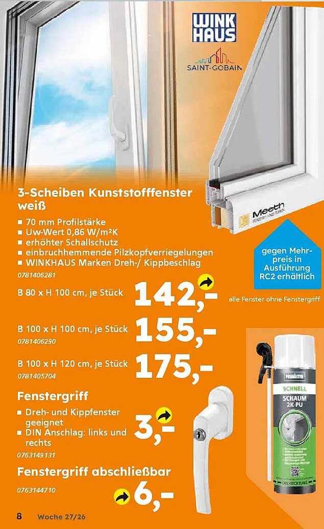 3-Scheiben Kunststofffenster weiß
