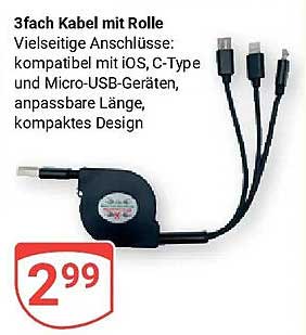 3fach Kabel mit Rolle