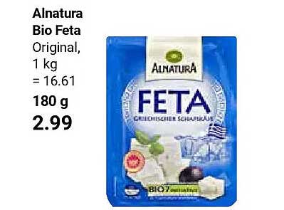 Alnatura Bio Feta Original, 1 kg = 16.61 180 g