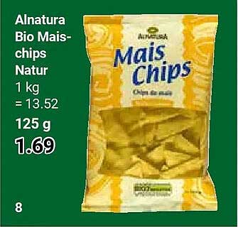 Alnatura Bio Mais-chips Natur 1 kg = 13.52 125 g