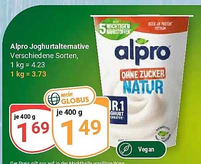 Alpro Joghurtalternative Verschiedene Sorten, 1 kg = 4.23, 1 kg = 3.73