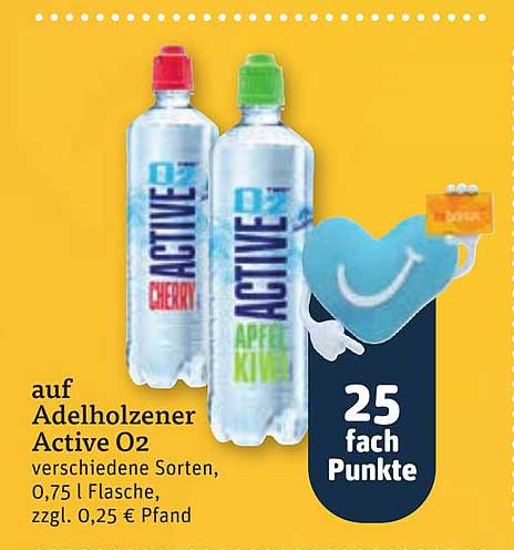 auf Adelholzener Active O2 verschiedene Sorten, 0,75 l Flasche, zzgl. 0,25 € Pfand