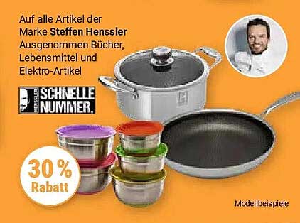 Auf alle Artikel der Marke Steffen Henssler Ausgenommen Bücher, Lebensmittel und Elektro-Artikel