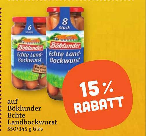 auf Böklunder Echte Landbockwurst 550/345 g Glas
