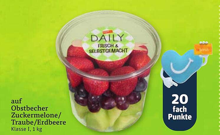 auf Obstbecher Zuckermelone/Traube/Erdbeere Klasse I, 1 kg