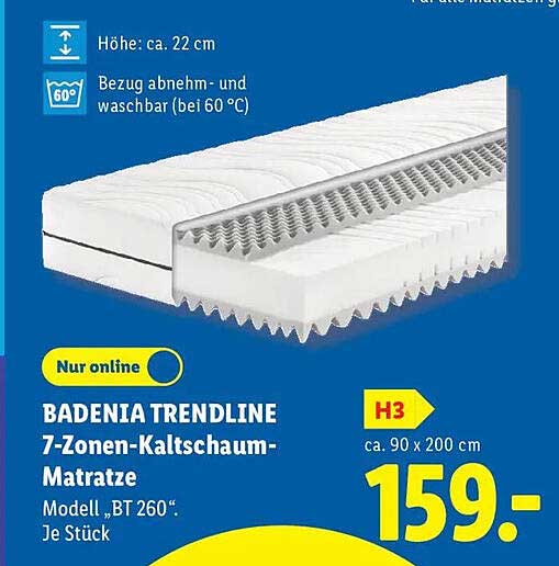 BADENIA TRENDLINE 7-Zonen-Kaltschaummatratze