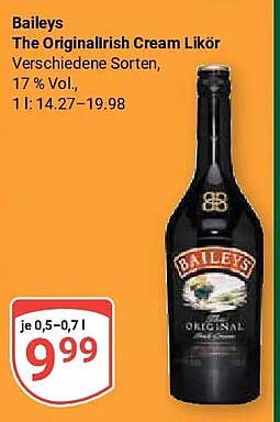 Baileys The Original Irish Cream Likör, Verschiedene Sorten, 17 % Vol., 1 l