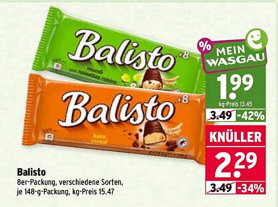 Balisto 8er-Packung, verschiedene Sorten, je 148-g-Packung, kg-Preis 15.47