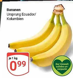 Bananen Ursprung Ecuador/Kolumbien