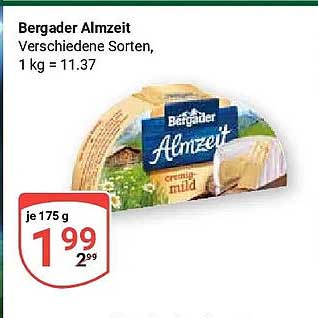 Bergader Almzeit Verschiedene Sorten, 1 kg = 11.37