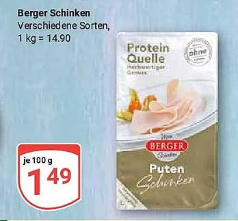 Berger Schinken Verschiedene Sorten, 1 kg = 14.90