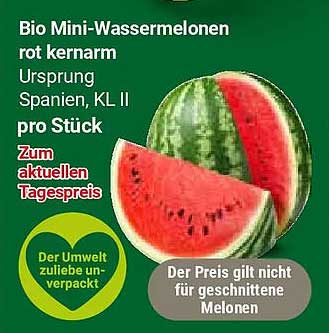 Bio Mini-Wassermelonen rot kernarm