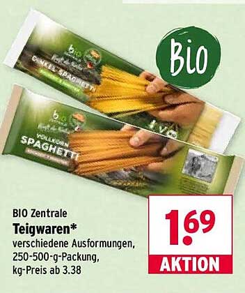 BIO Zentrale Teigwaren* verschiedene Ausformungen, 250-500-g-Packung, kg-Preis ab 3.38