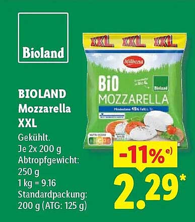 BIOLAND Mozzarella XXL