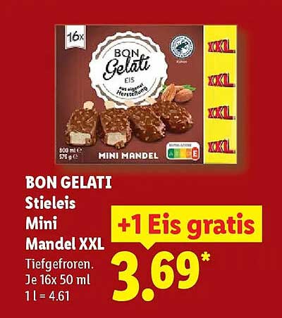 BON GELATI Stieleis Mini Mandel XXL
