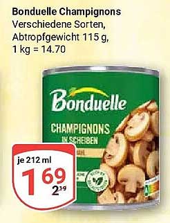 Bonduelle Champignons Verschiedene Sorten, Abtropfgewicht 115 g, 1 kg = 14.70