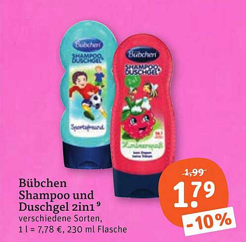 Bübchen Shampoo und Duschgel 2in1, verschiedene Sorten, 230 ml Flasche