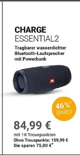 CHARGE ESSENTIAL2 Tragbarer wasserdichter Bluetooth-Lautsprecher mit Powerbank