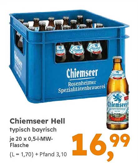 Chiemseer Hell typisch bayrisch je 20 x 0,5-l-MW-Flasche