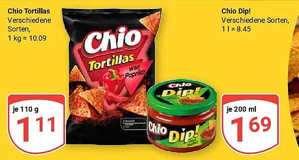 Chio Tortillas Verschiedene Sorten, 1 kg = 10.09