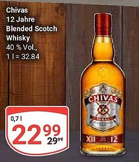 Chivas 12 Jahre Blended Scotch Whisky 40 % Vol., 1 l = 32,84