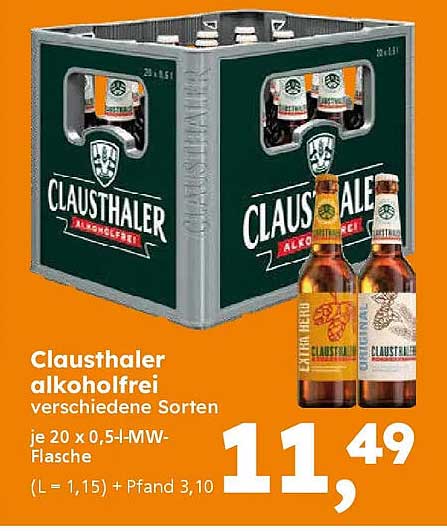 Clausthaler alkoholfrei verschiedene Sorten je 20 x 0,5-l-MW-Flasche