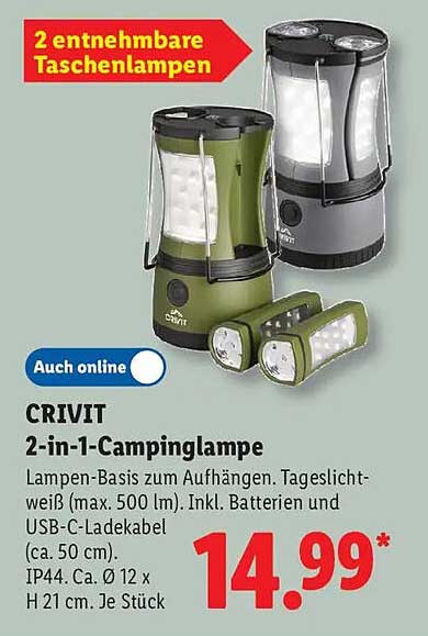 CRIVIT 2-in-1-Campinglampe